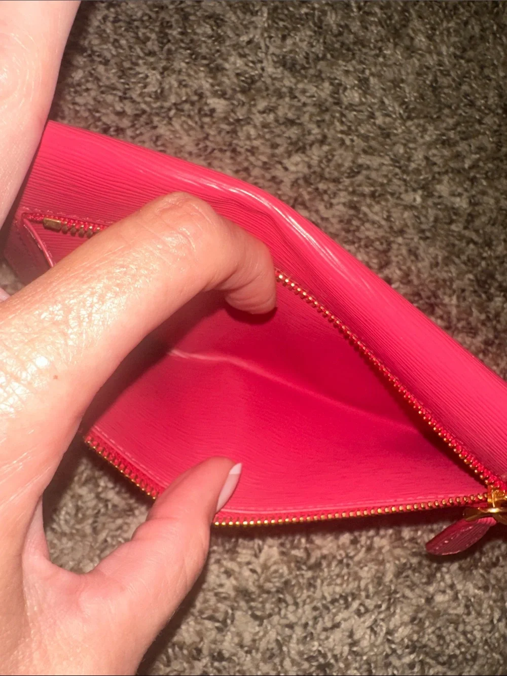 Prada Hot Pink Saffiano Envelope Wallet with Gold Logo